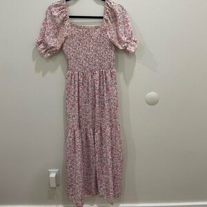 Pink Floral Midi Dress